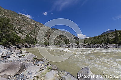 Rapid current of the Chuya River Stock Photo