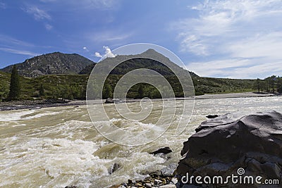 Rapid current of the Chuya River Stock Photo