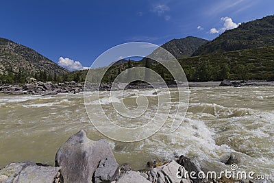 Rapid current of the Chuya River Stock Photo