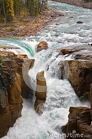 The rapid current of the falls Stock Photo