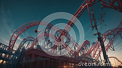 Rapid Rush Celebrating National Roller Coaster Day with Heart Pounding Acceleration.AI Generated Stock Photo