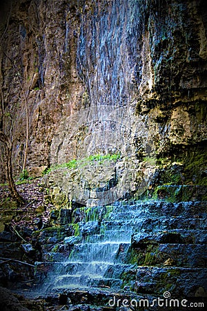 Flowing Waterfall In Ohio Stock Photo