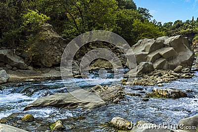 Rapids on the Alcantara river near Taormina, Sicily Stock Photo