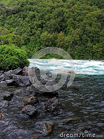 Rapids at Petrohue river Stock Photo