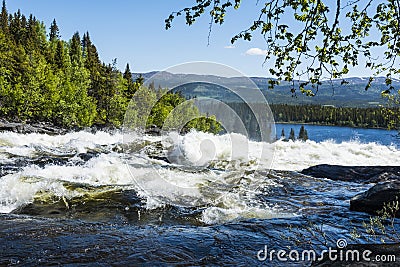 Rapids Tannforsen waterfall Sweden Stock Photo