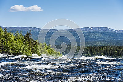 Rapids Tannforsen waterfall Sweden Stock Photo