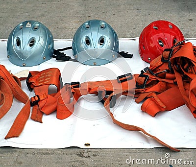 Rappel or Abseil Equipment Stock Photo