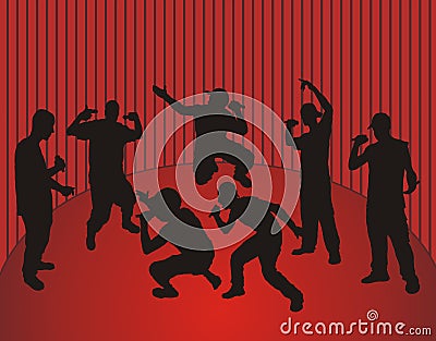 Rappers dancing Cartoon Illustration