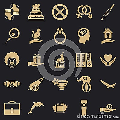 Rapture icons set, simple style Vector Illustration