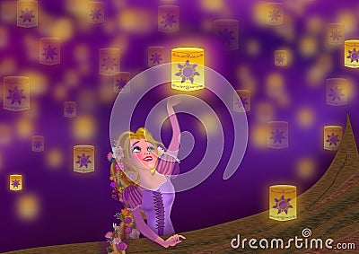 Rapunzel Cartoon Illustration