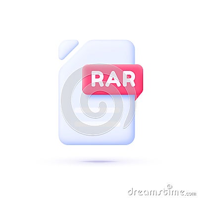 Rar Archive icon in 3d style on white background. Vector design Vector Illustration