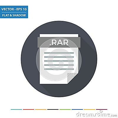 RAR compression document file format flat icon Vector Illustration