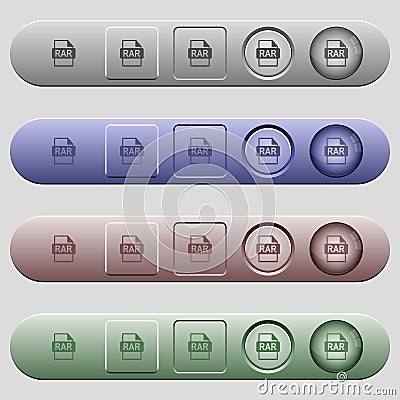 RAR file format icons on horizontal menu bars Stock Photo