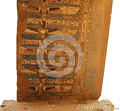 Rare colorful ceiling at egyptian ancient temple of Kom Ombo. Egypt Editorial Stock Photo