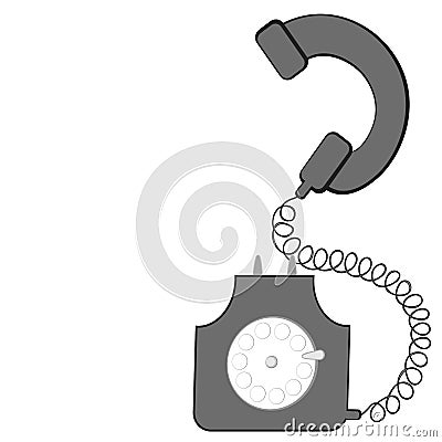 Rare disk phone on a white background. Vector image, square. Isolate. Vector Illustration