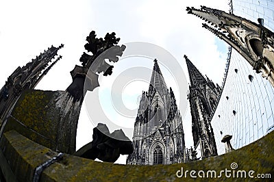 Rare view of Cologne Cathedral roof. Editorial Stock Photo