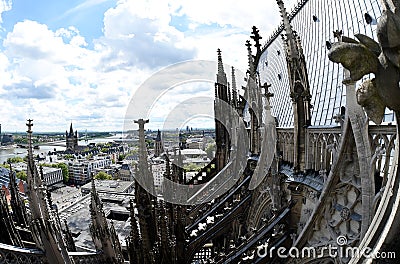 Rare view of Cologne Cathedral roof. Editorial Stock Photo