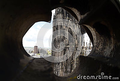 Rare view of Cologne Cathedral roof. Editorial Stock Photo