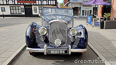 Rare Vintage 1950 Blue Bentley Mark VI Convertible owned by Historic Maids Head Hotel, Tombland, Norwich, Norfolk, England. Editorial Stock Photo