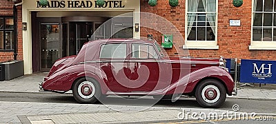 Rare Vintage Red Bentley R-Type circa 1953 at Maids Head Hotel, Tombland, Norwich, Norfolk, England. Editorial Stock Photo