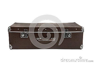 Rarity brown leather suitcase, isolated Stock Photo