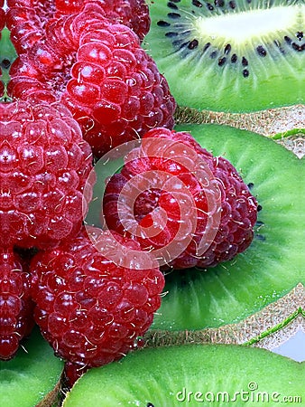 Rasberry and kiwi Stock Photo