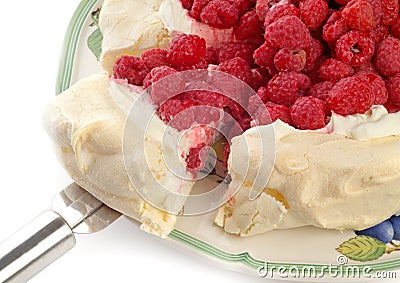 Rasberry Pavlova dessert Stock Photo