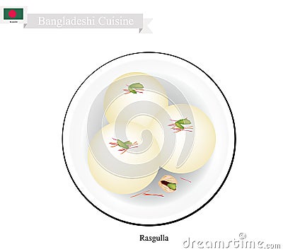 Rasgulla or Bangladeshi Milk Ball With Sweet Syrup Vector Illustration