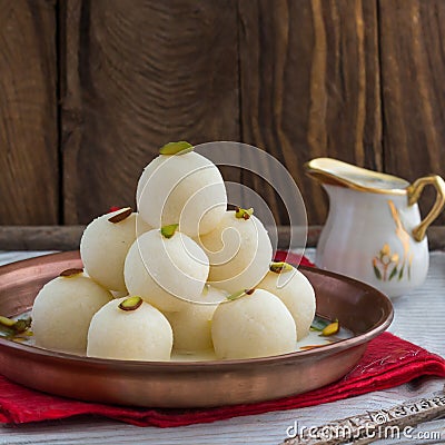 Sweet food Spongy Rasgulla Stock Photo