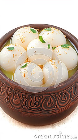 Rasgulla soft and spongy Indian sweet, a delightful treat. Stock Photo