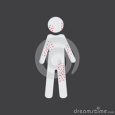 Rash male icon. Body rash icon. Medicine or antibiotic side effect. Health problem with allergy rash and itching Vector Illustration