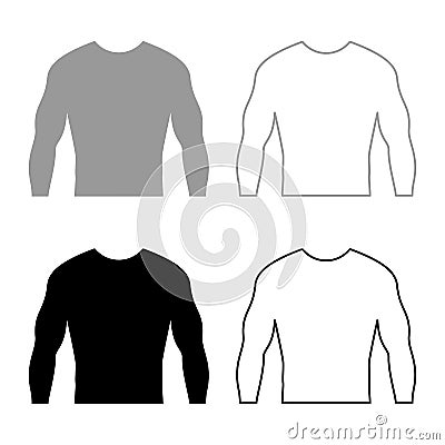 Rashguard Long sleeves top set icon grey black color vector illustration flat style image Vector Illustration
