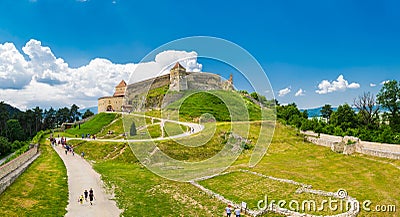 Rasnov, Brasov, Romania - June 15, 2019: Tourists visiting Rasnov Fortress on a beautifull day Stock Photo