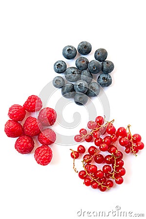 Raspberries blueberries and currants Stock Photo