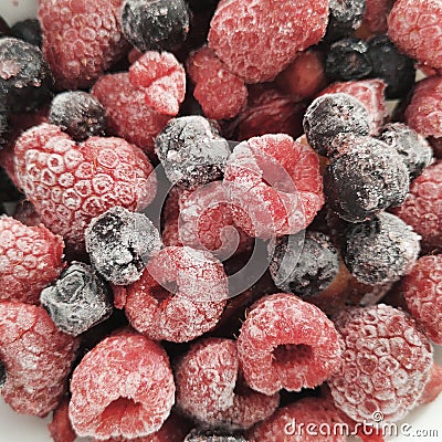 Raspberries and currants - frozen berries Editorial Stock Photo
