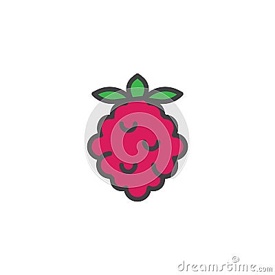 Raspberries filled outline icon Vector Illustration