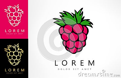 Raspberries vector logo Vector Illustration