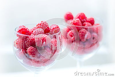 Raspberry berries close-up. juicy fresh berries in summer Stock Photo