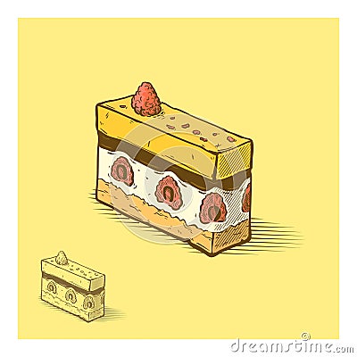 Raspberry cake Vector Illustration