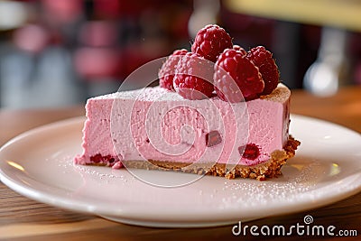 Raspberry cheesecake or raspberry cream mousse cake Stock Photo