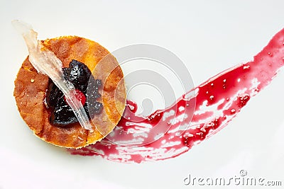 Raspberry cheesecake on wnite background Stock Photo