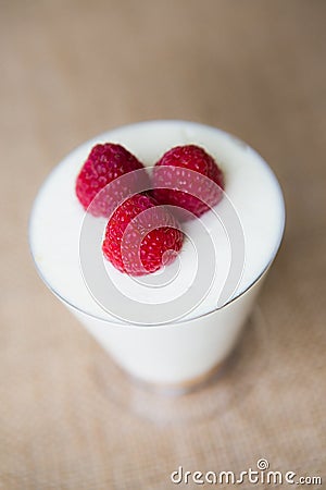 Raspberry Chesse Cake Cup Stock Photo