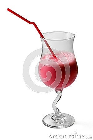 Raspberry cocktail decorated with tubule Stock Photo