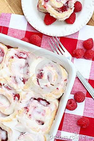 Raspberry Cream Cheese Sweet Rolls Stock Photo