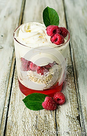 Raspberry dessert Stock Photo