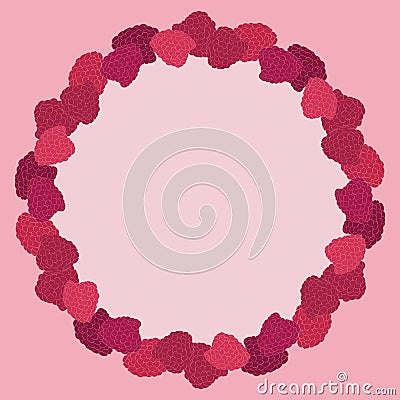 Raspberry. Forest berries. Round vector frame template. Vector Illustration