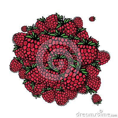 Raspberry frame, sketch for your design Vector Illustration