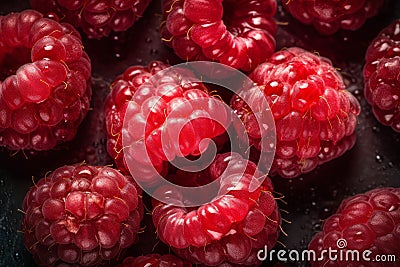 Raspberry fruits background. Generate Ai Stock Photo