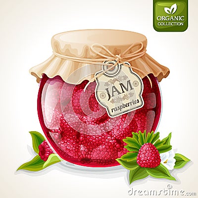 Raspberry jam jar Vector Illustration