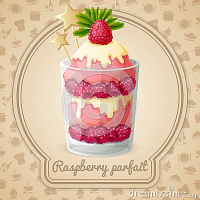 Raspberry parfait emblem Vector Illustration